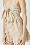 Scallop Edge Front Tie-Up Romper