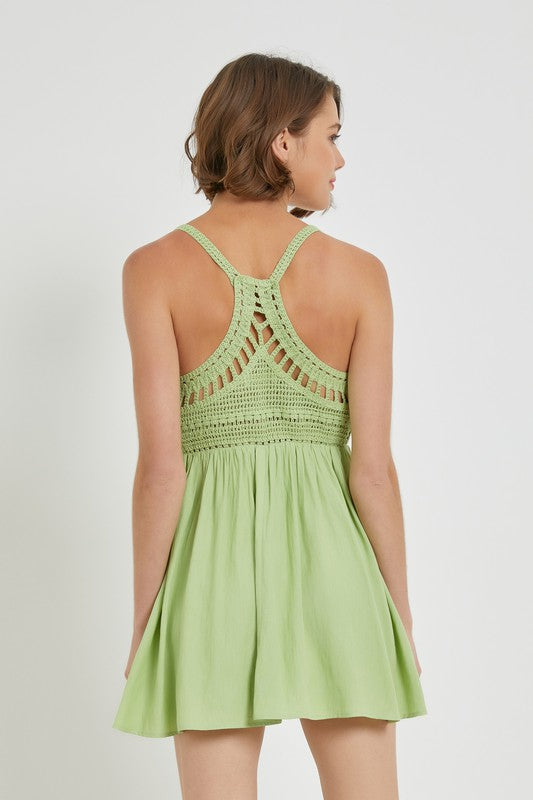 crochet panel cami flare dress L White Embroidered Mini Dress and nights out were Neu Arrivals Color:Peach Beige