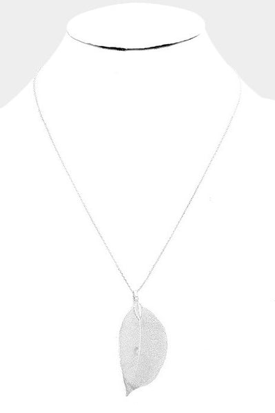 Silver-toned Leaf Necklace