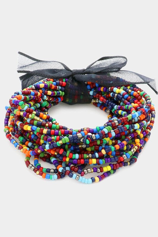 7 1/2'' Multi-Color Seed Bead Bracelet-0566-05