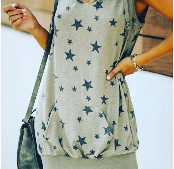 Star Print Hoody Dress