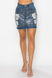 Sequin Denim Skirt