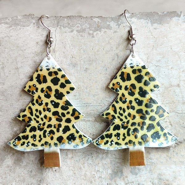 Animal Print Christmas Earrings