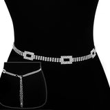 Open Rectangle Waist Belt (Silvertone)