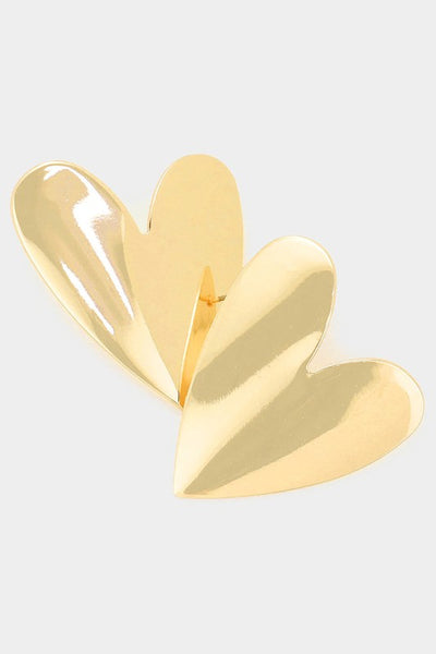 Heart Art Earrings Gold Toned