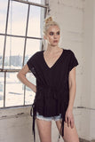 Drawstring Ruffle Top