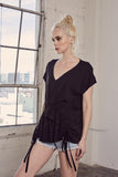 Drawstring Ruffle Top