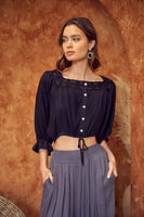 Black Button Front Top