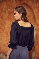Black Button Front Top