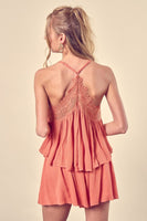 V-Neck Brunt Coral Romper