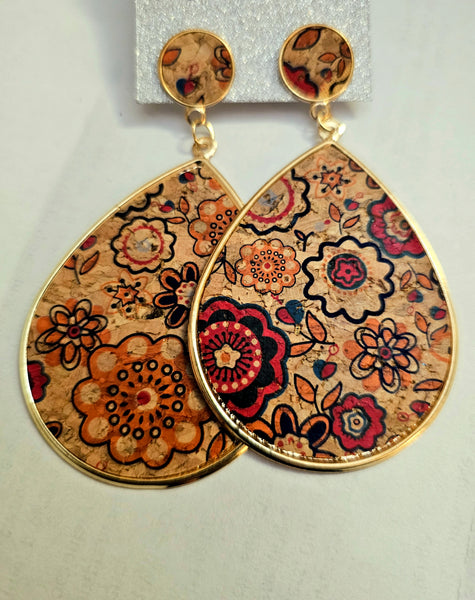 Patterned Floral Teardrop Earrings