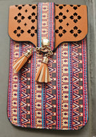Aztec Cellphone Crossbody With Window In Tan Brown