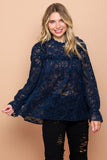 Velvet Laced Top In Navy Color