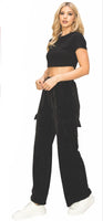 Black Velvet Cargo Pants