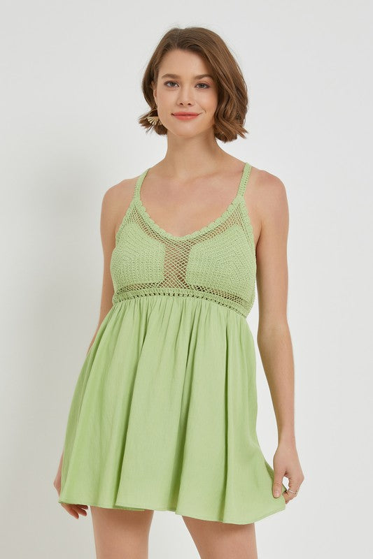 Crochet Panel Cami Dress M
