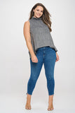 Sleeveless Ruffleneck Denim Top