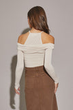 Layered Long Sleeve Crop Top Cream