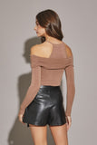 Layered Long Sleeve Crop Top Mocha