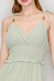 Wood Bead Ruffle Dress
