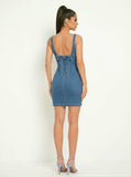 Plunging Denim Dress