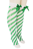 Green and White Striped Trouser Socks