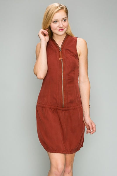Burgundy Zip Up Dress