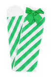Green and White Striped Trouser Socks