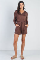 Chocolate Button-Up Romper