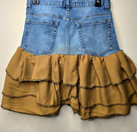 Light Denim Boho Layered Skirt In Tan