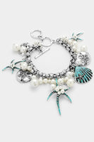 Starfish Pearl Embellished Charm Shell Bracelet