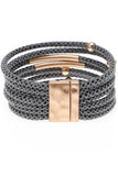 Grey Multi-Layered Leather Bangle Bracelet