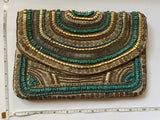 Turquoise and Gold Crossbody Handbag