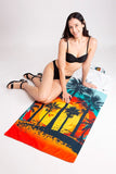 Palm Tree Sunrise Print Beach Towel