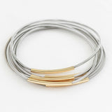 Guitar Strings Stackable Bracelets In Silver