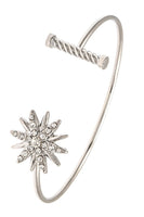 Starburst Bar Cuff Bracelet In Silver