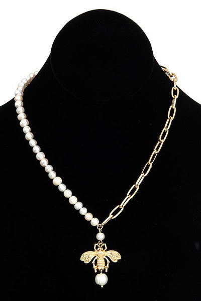 Pearl Bee Pendant Necklace