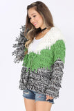 Tri-Color Cardigan Sweater