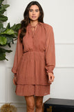 Swiss Dot Layered Dress In Terra Cotta