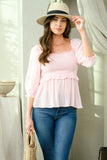 Pink Smocked Solid Top