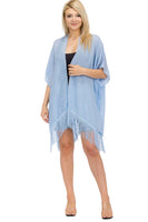 Chiffon Semi Sheer Fringe Kimono
