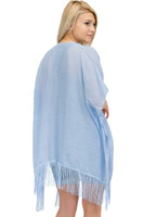Chiffon Semi Sheer Fringe Kimono