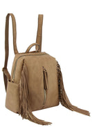 Fringe Convertible Backpack In Stone