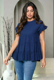 Navy Solid Tiered Top
