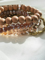Rose Glass Stone Stretch Bracelet Set