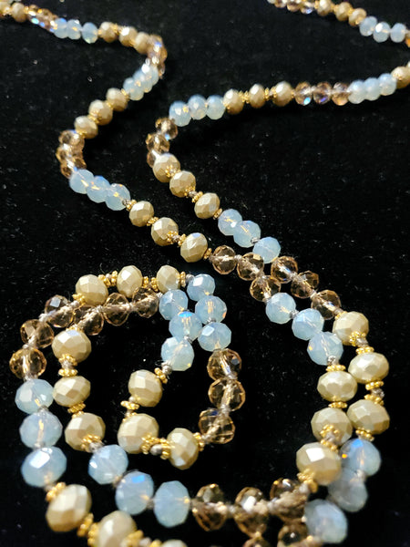 Light Blue Toned Long Beaded Necklace