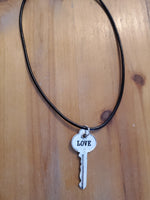 Leather Key Love Necklace