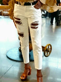 Distressed White Jeans
