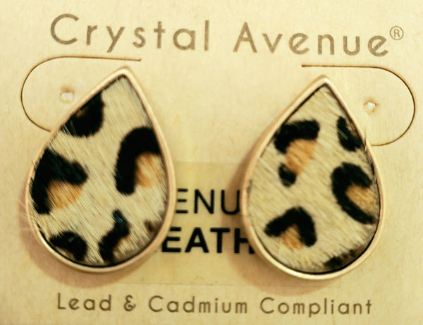 Leopard Genuine Leather Post Earrings