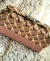 Light Pink With Gold Rings Handbag