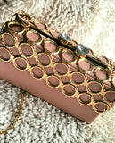 Light Pink With Gold Rings Handbag